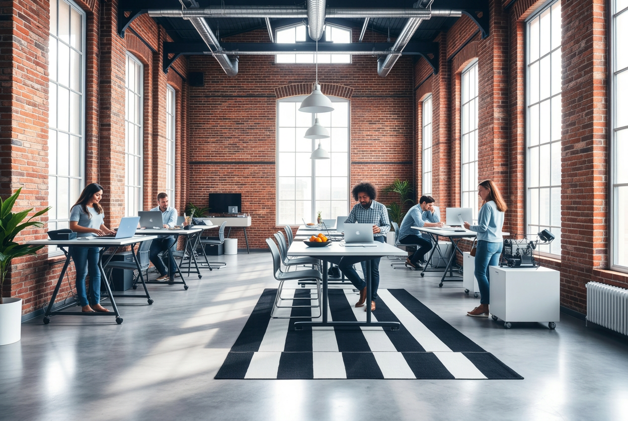 Modern team in a bright collaborative workspace